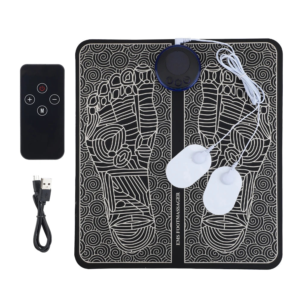 Rechargeable Electric Foot Massager Pad - Electrostimulator Massage Mat - EMS Muscle Massager
