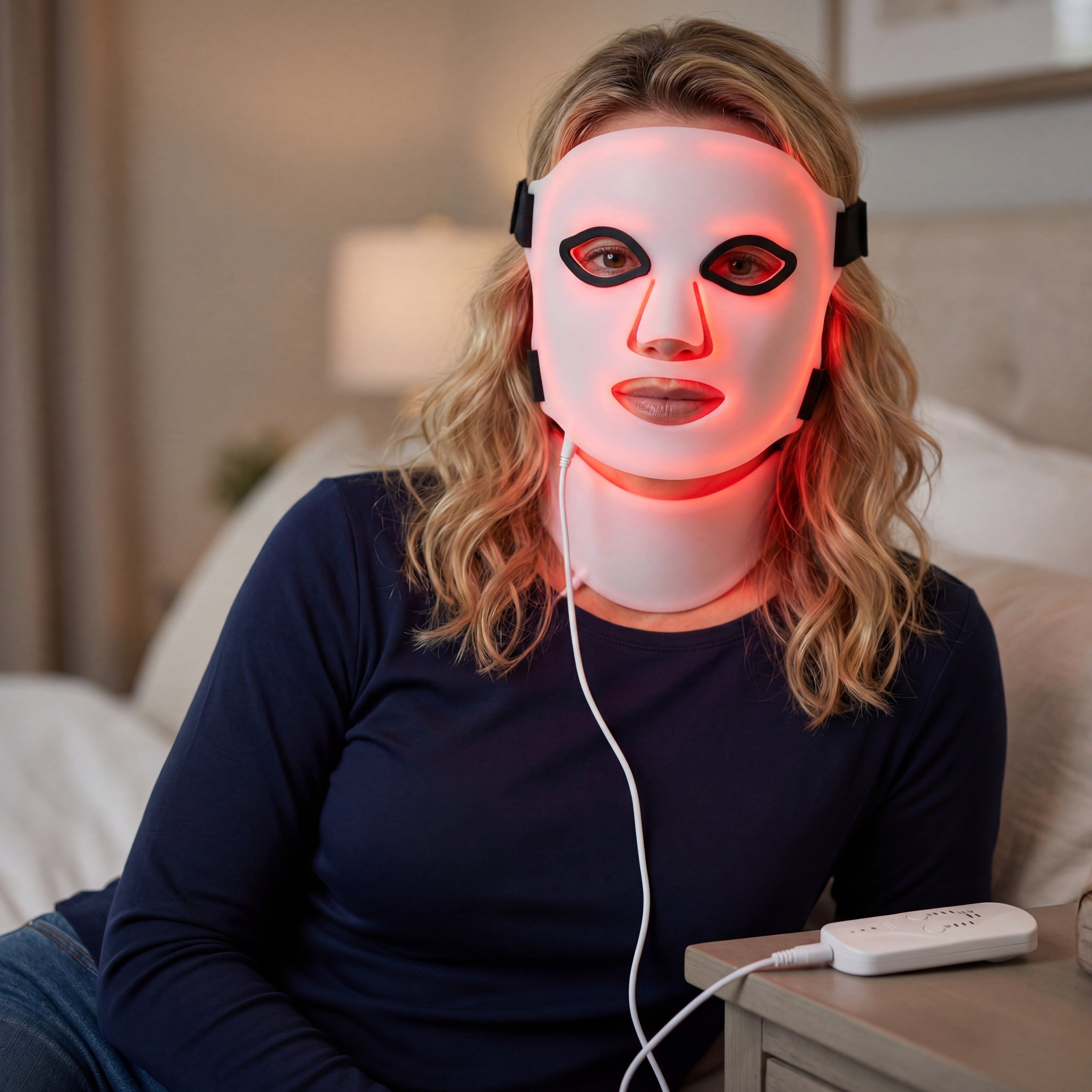 Silicone LED Face Mask With Neck - 7 Colors LED Photon Red Light Infrared Therapy - Flexible Facial Mask Skin Repair - Wireless Use