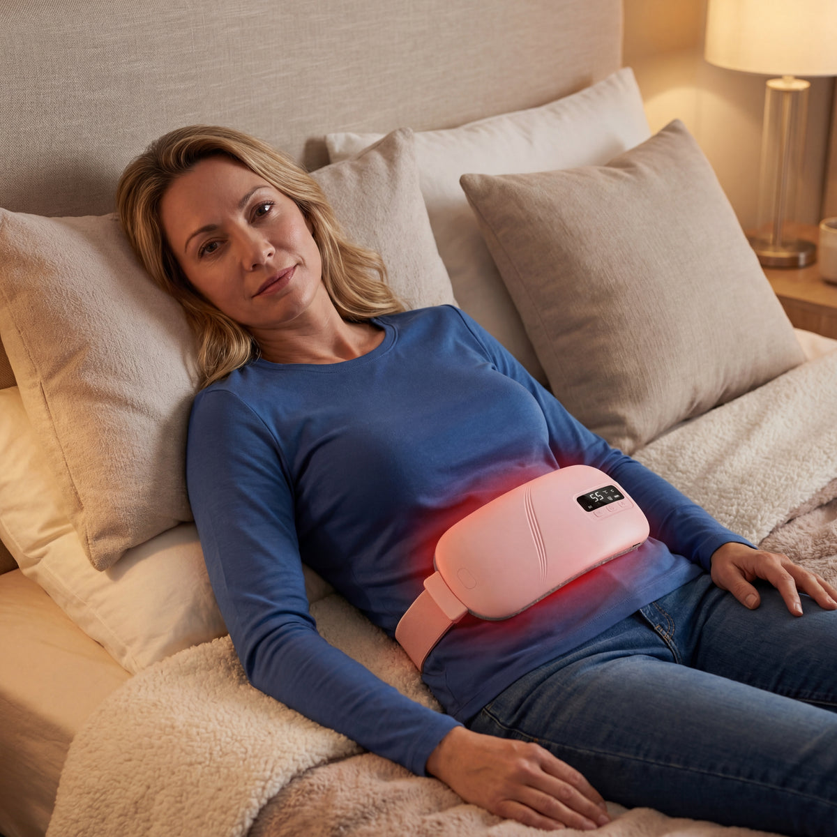 5 Mode Electric Heating Vibration Waist Massage Belt - Heating Pad for Cramp Relief