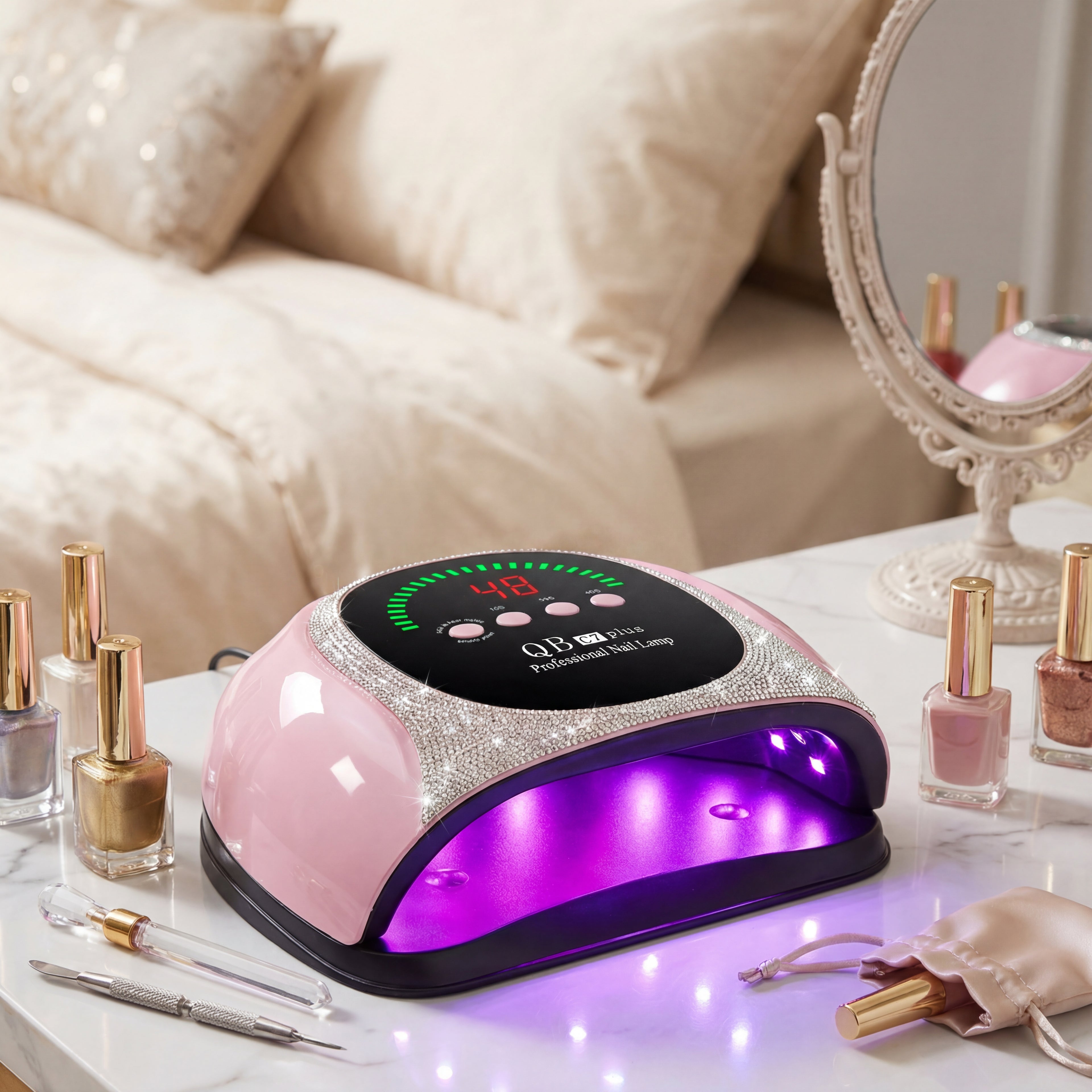 Professional UV/LED Nail Lamp - 57 LED Curing Light - LCD Display Manicure Equipment for Acrylic Gel
