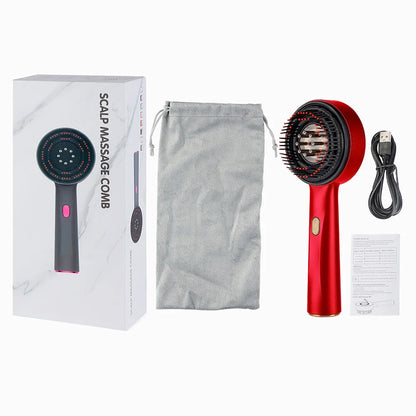 Electric Vibration Massage Comb - Red Light Therapy - Hair Massage Scalp Brush - Liquid Oil Applicator
