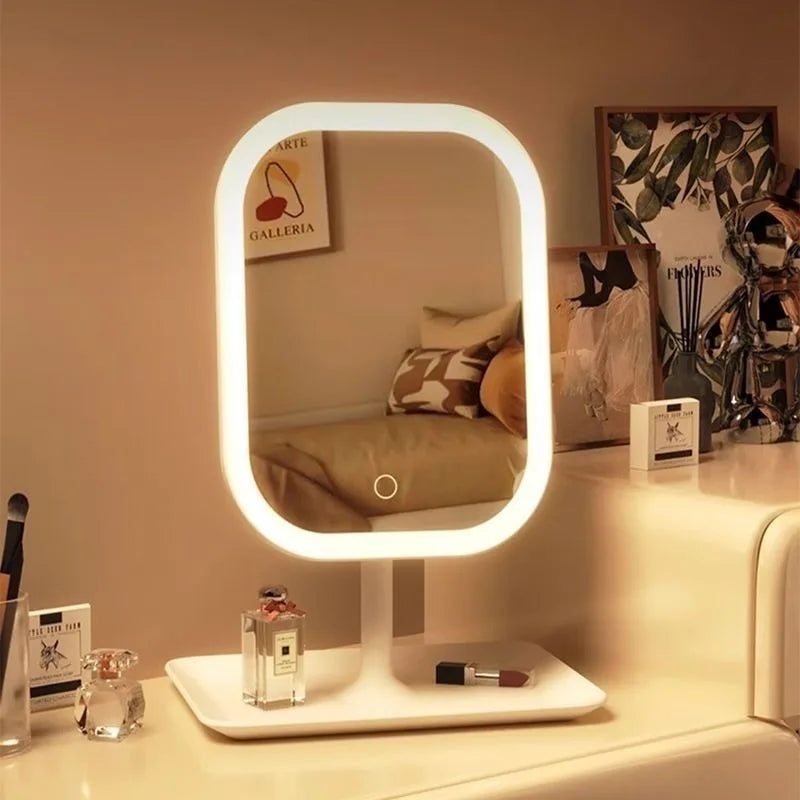Modern Desktop Vanity Mirror - 3 Color Light LED Makeup Mirror