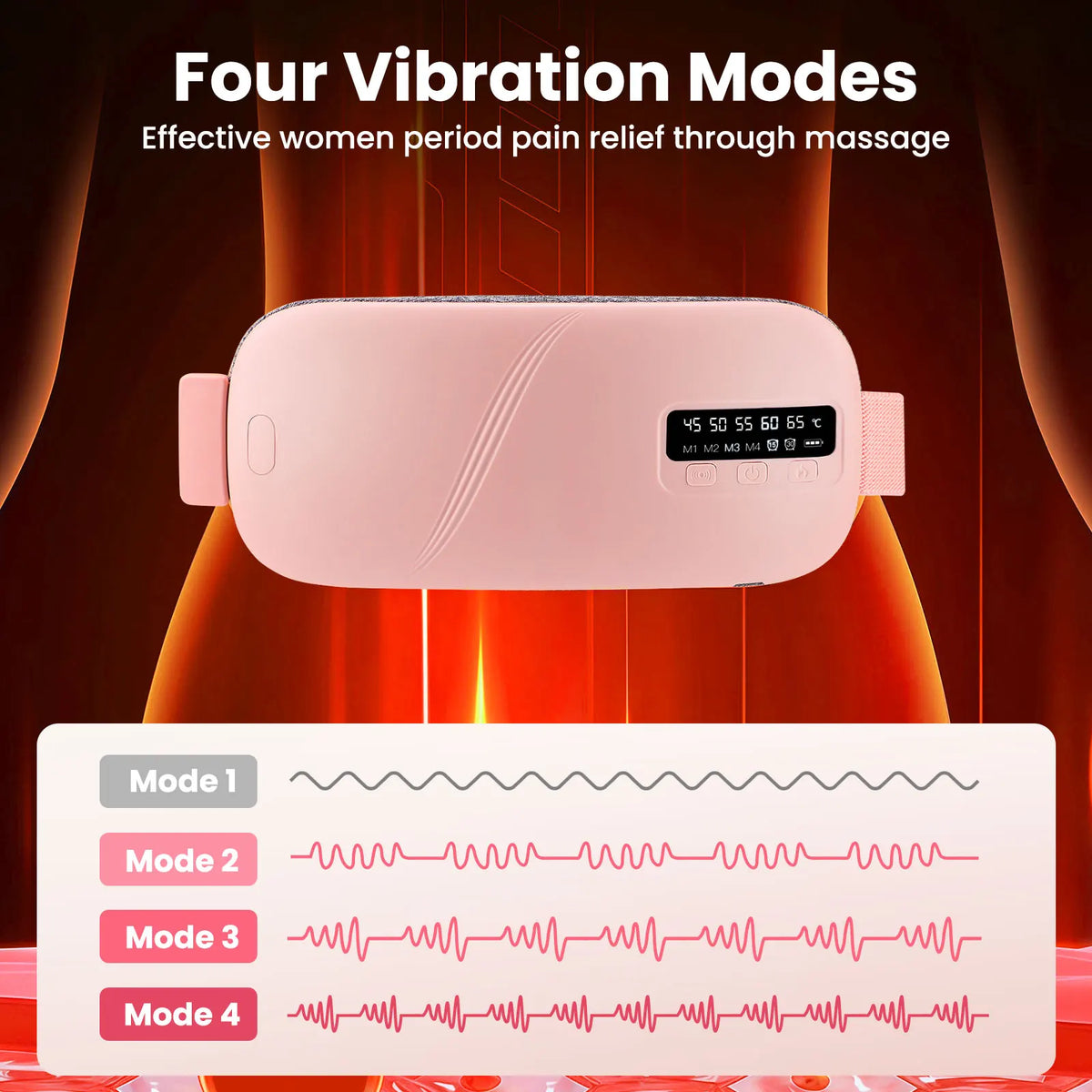 5 Mode Electric Heating Vibration Waist Massage Belt - Heating Pad for Cramp Relief