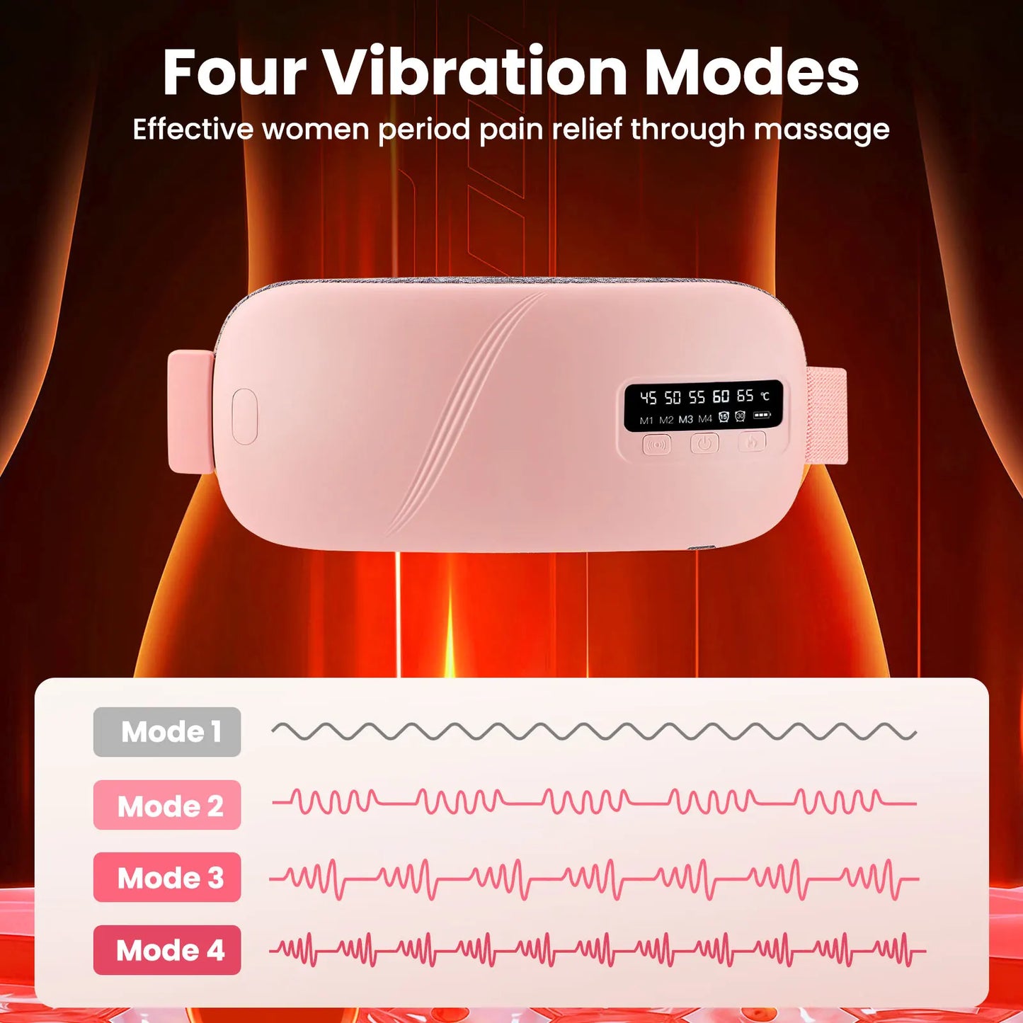 5 Mode Electric Heating Vibration Waist Massage Belt - Heating Pad for Cramp Relief
