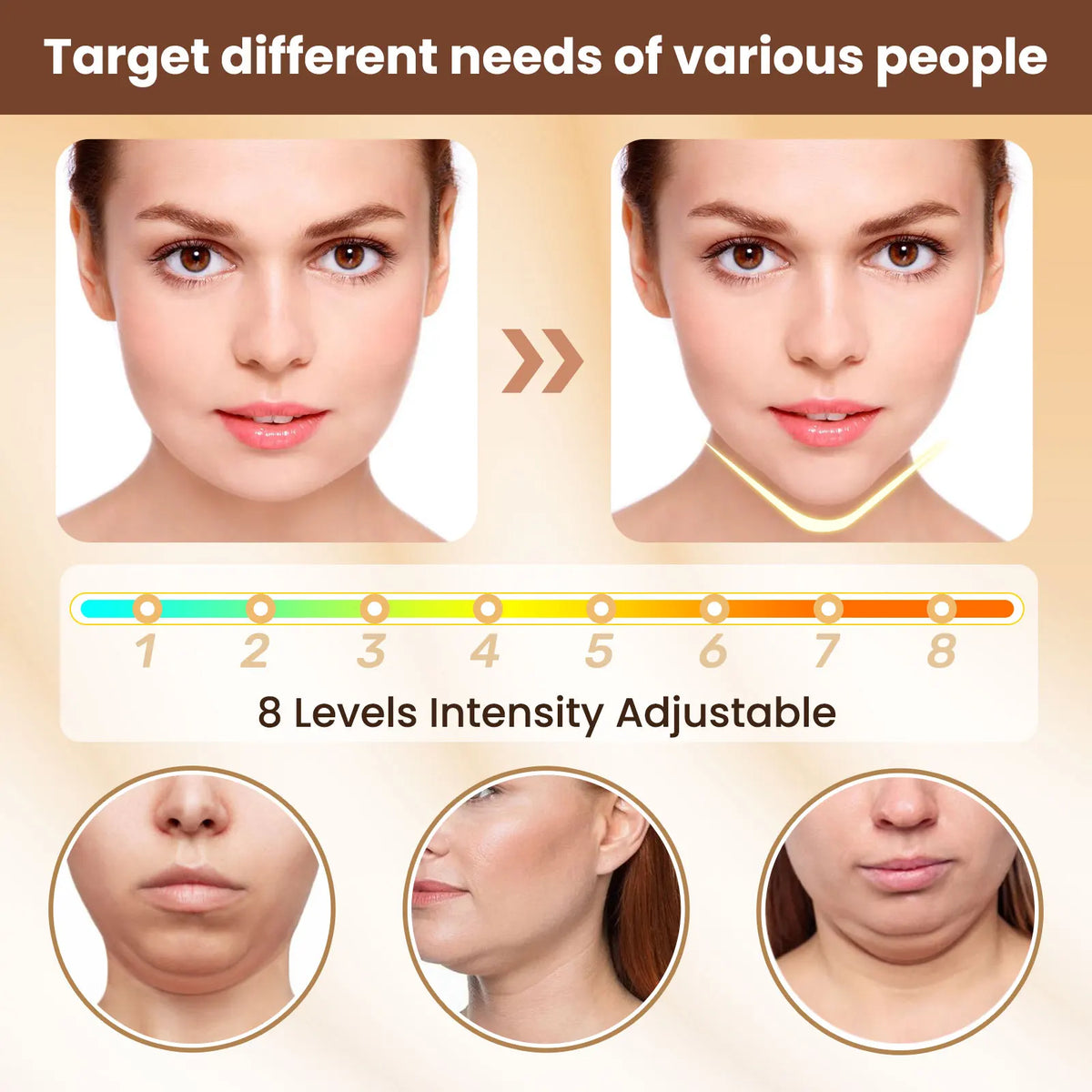 Electric V Face Lifting Beauty Device - 6 Modes 8 Levels EMS Micro - Firming Facial Massager Double Chin Removal Skin Care