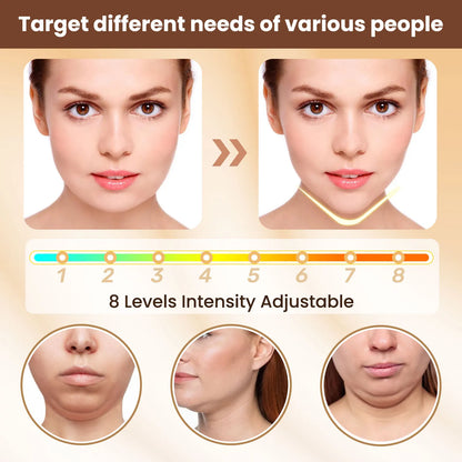 Electric V Face Lifting Beauty Device - 6 Modes 8 Levels EMS Micro - Firming Facial Massager Double Chin Removal Skin Care