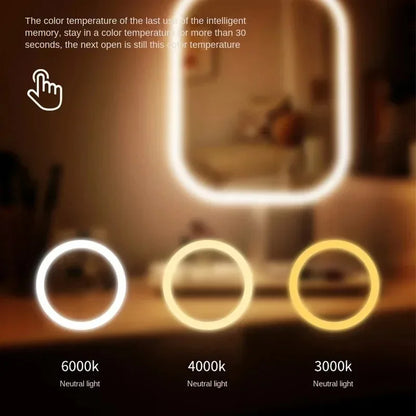 Modern Desktop Vanity Mirror - 3 Color Light LED Makeup Mirror