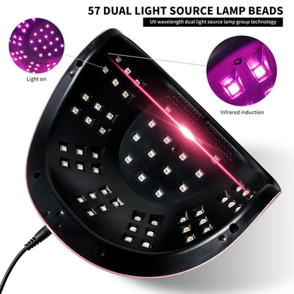 Professional UV/LED Nail Lamp - 57 LED Curing Light - LCD Display Manicure Equipment for Acrylic Gel