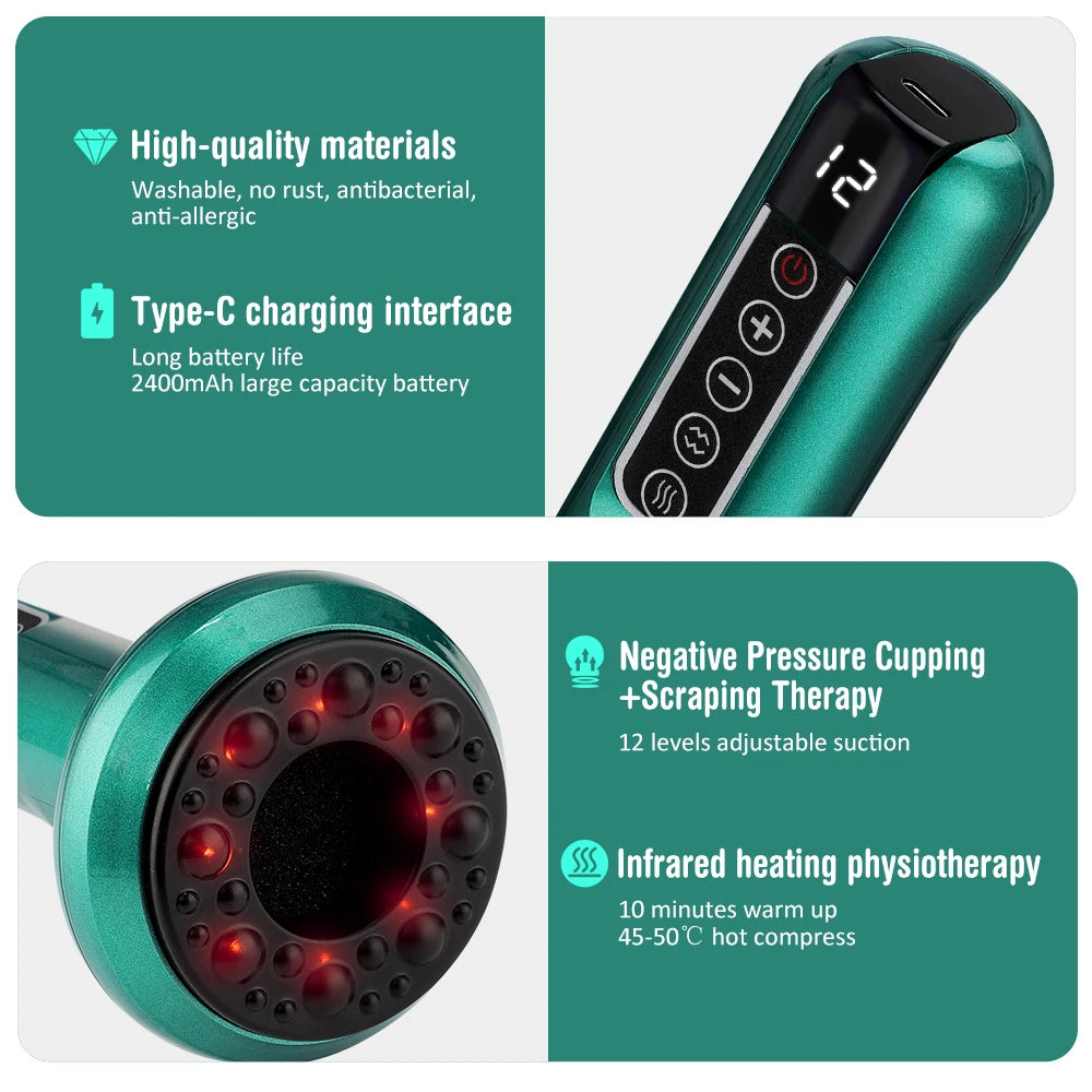 Cellulite Electric Cupping Vacuum Massager - Infrared Heat Body Massager