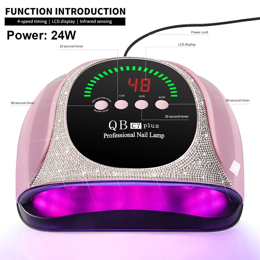 Professional UV/LED Nail Lamp - 57 LED Curing Light - LCD Display Manicure Equipment for Acrylic Gel