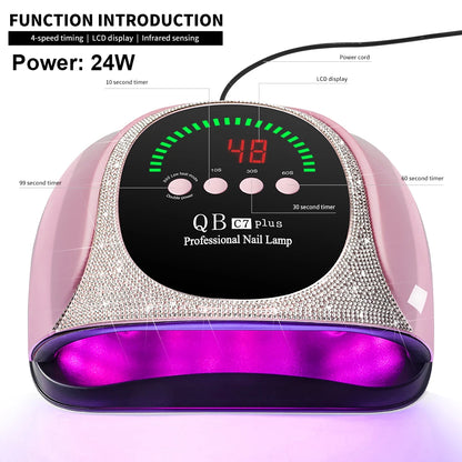 Professional UV/LED Nail Lamp - 57 LED Curing Light - LCD Display Manicure Equipment for Acrylic Gel