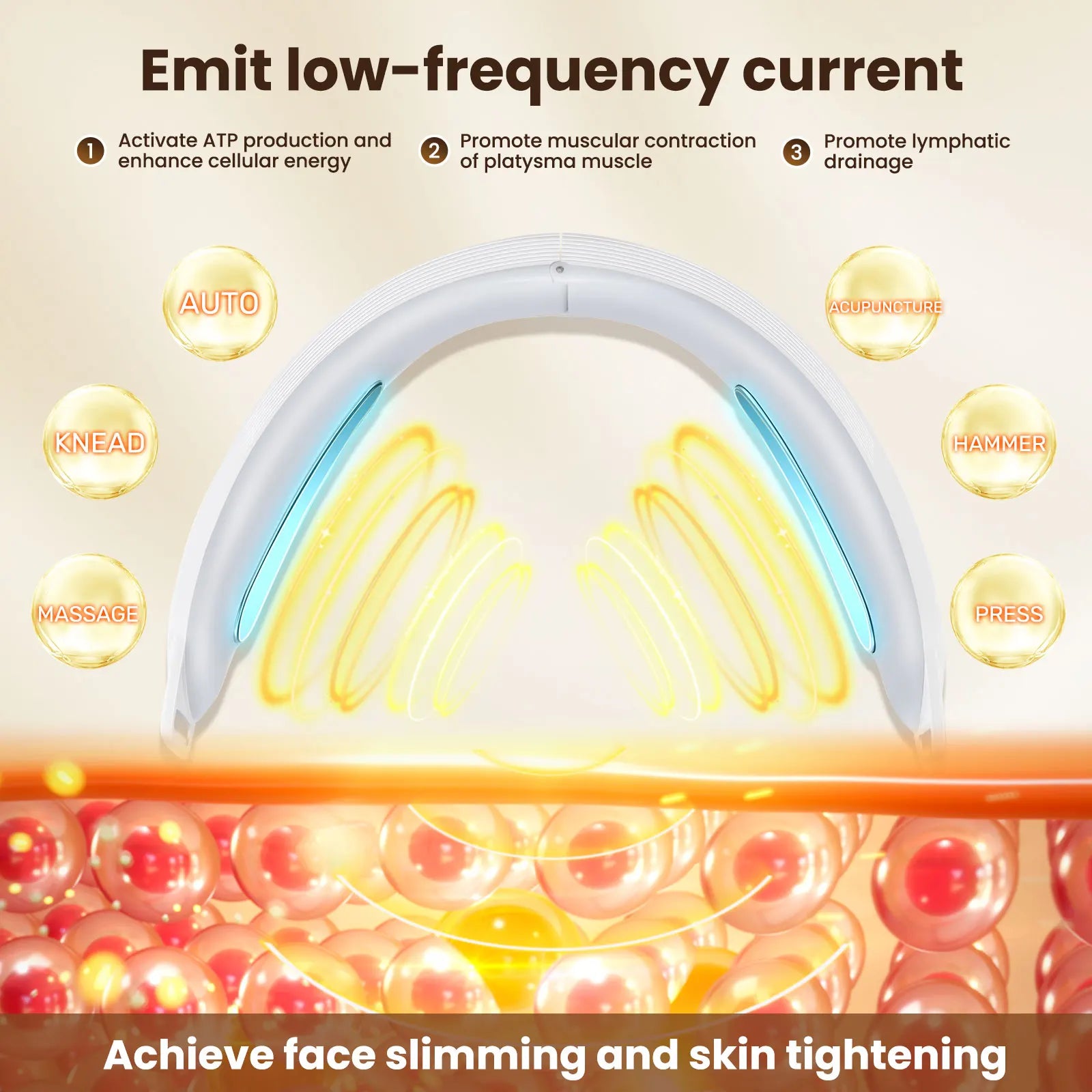 Electric V Face Lifting Beauty Device - 6 Modes 8 Levels EMS Micro - Firming Facial Massager Double Chin Removal Skin Care