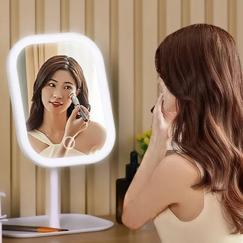 Modern Desktop Vanity Mirror - 3 Color Light LED Makeup Mirror
