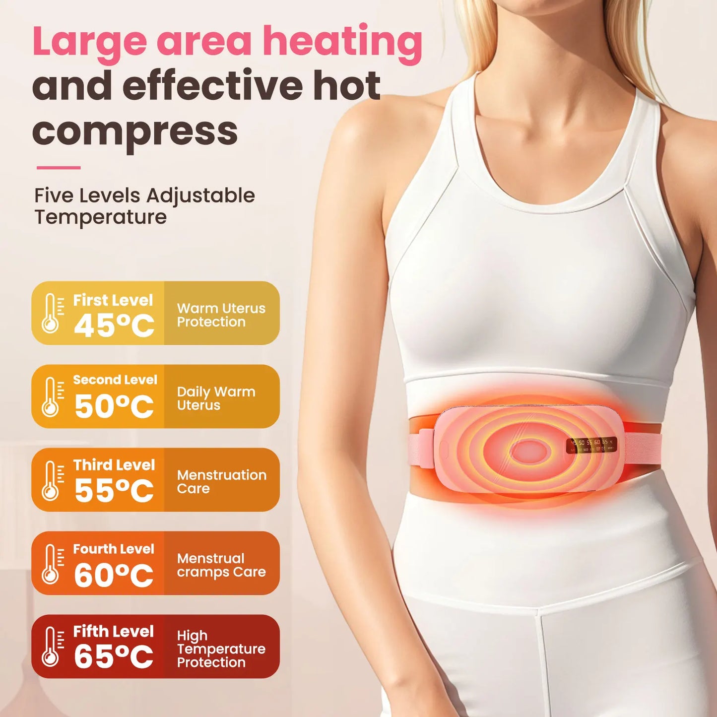 5 Mode Electric Heating Vibration Waist Massage Belt - Heating Pad for Cramp Relief