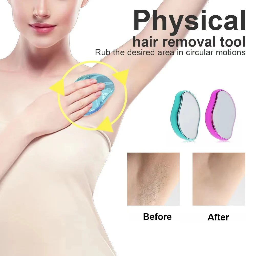 Crystal Hair Eraser for Men And Women - Nano Glass Painless Exfoliation - Reusable And Waterproof Hair Removal Tool for Smoothing Back, Arms, Legs