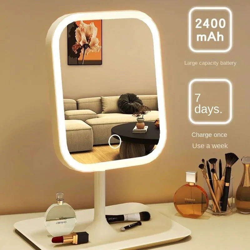 Modern Desktop Vanity Mirror - 3 Color Light LED Makeup Mirror