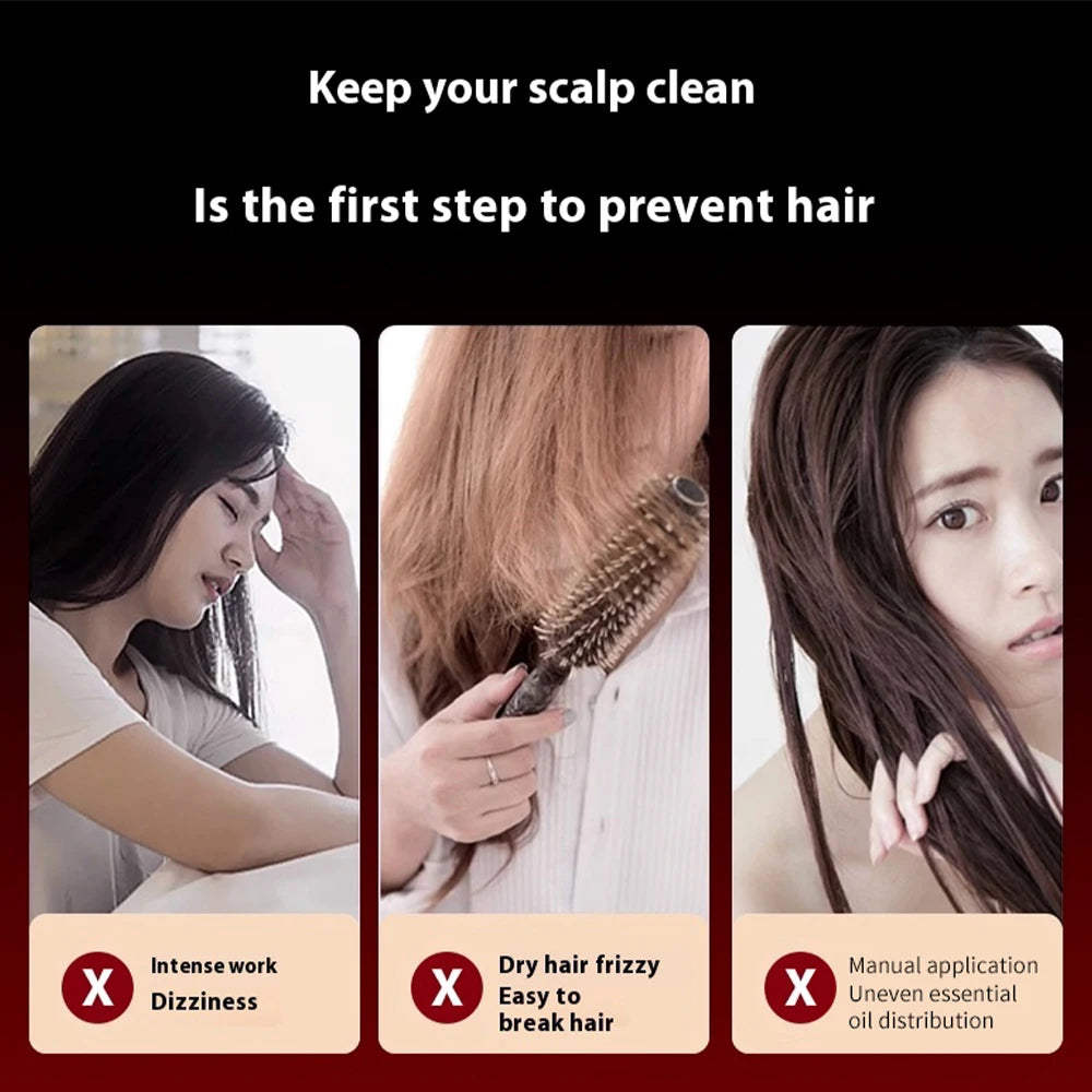 Electric Vibration Massage Comb - Red Light Therapy - Hair Massage Scalp Brush - Liquid Oil Applicator