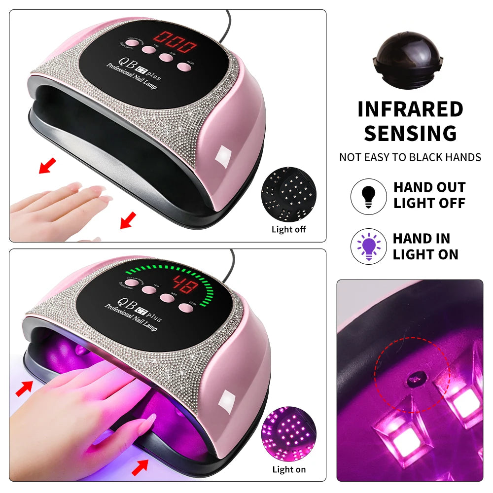 Professional UV/LED Nail Lamp - 57 LED Curing Light - LCD Display Manicure Equipment for Acrylic Gel