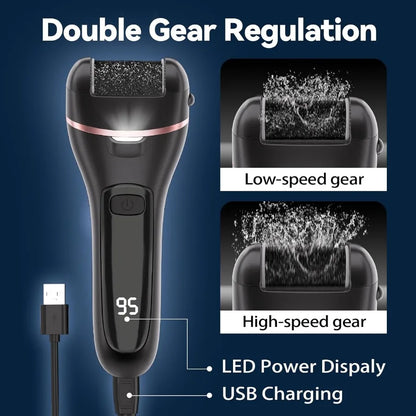 Electric Callus Remover for Feet - 3 Roller Heads and 2 Speed Settings - Rechargeable and Waterproof Foot File