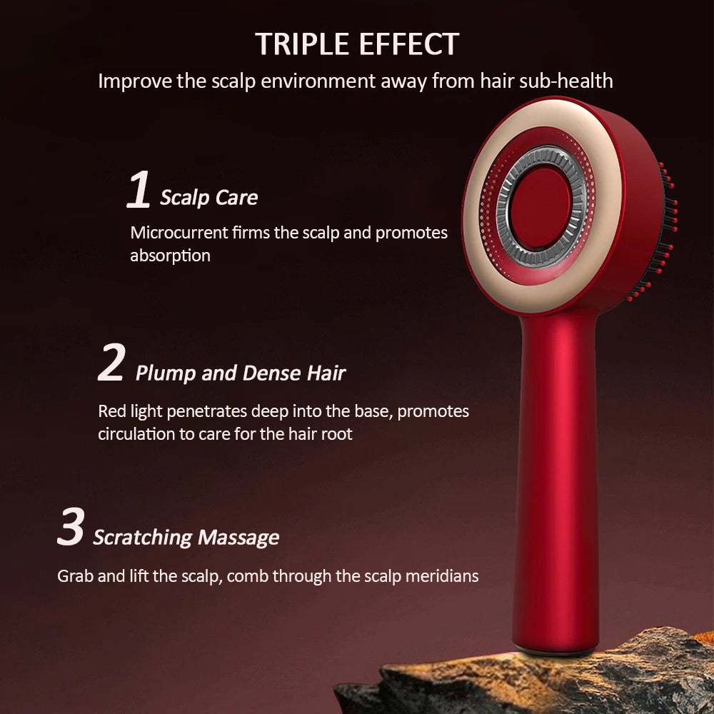 Electric Vibration Massage Comb - Red Light Therapy - Hair Massage Scalp Brush - Liquid Oil Applicator