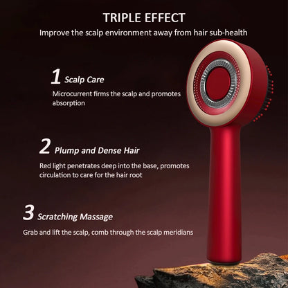 Electric Vibration Massage Comb - Red Light Therapy - Hair Massage Scalp Brush - Liquid Oil Applicator