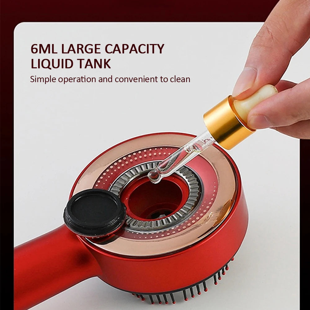 Electric Vibration Massage Comb - Red Light Therapy - Hair Massage Scalp Brush - Liquid Oil Applicator