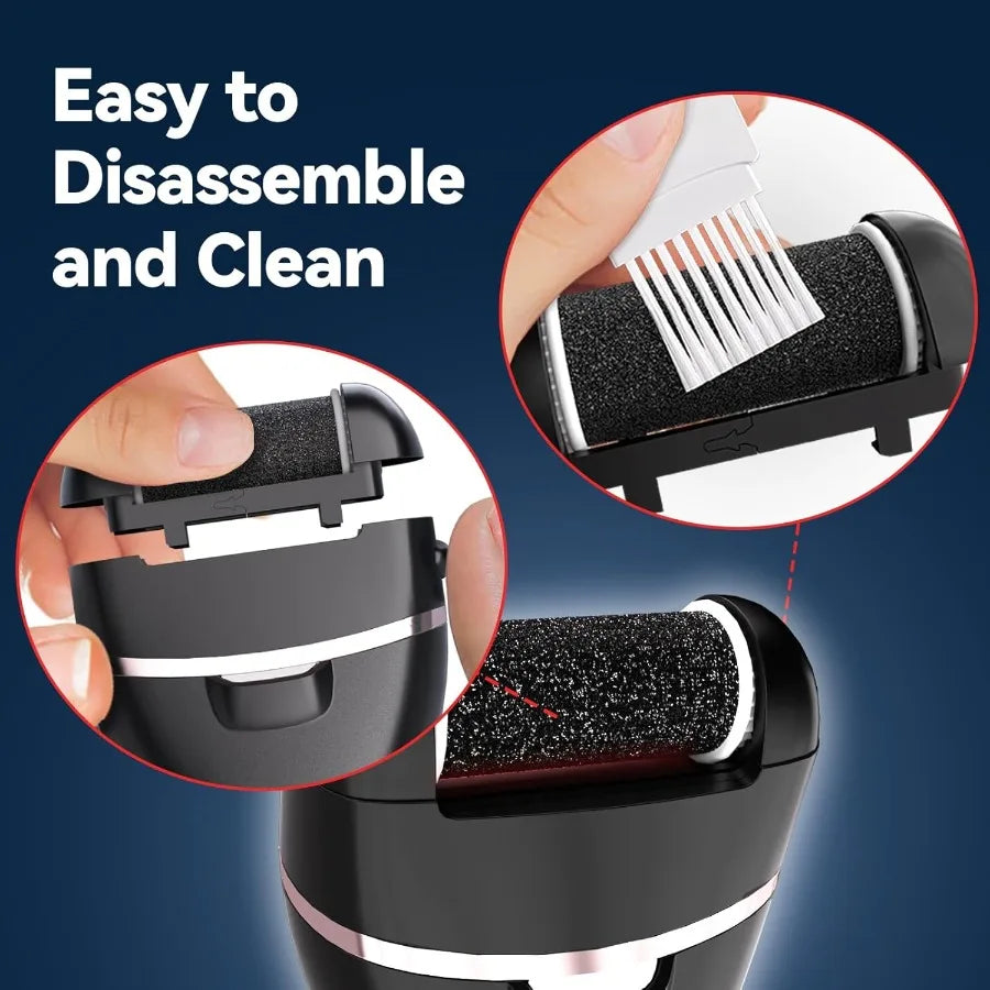 Electric Callus Remover for Feet - 3 Roller Heads and 2 Speed Settings - Rechargeable and Waterproof Foot File