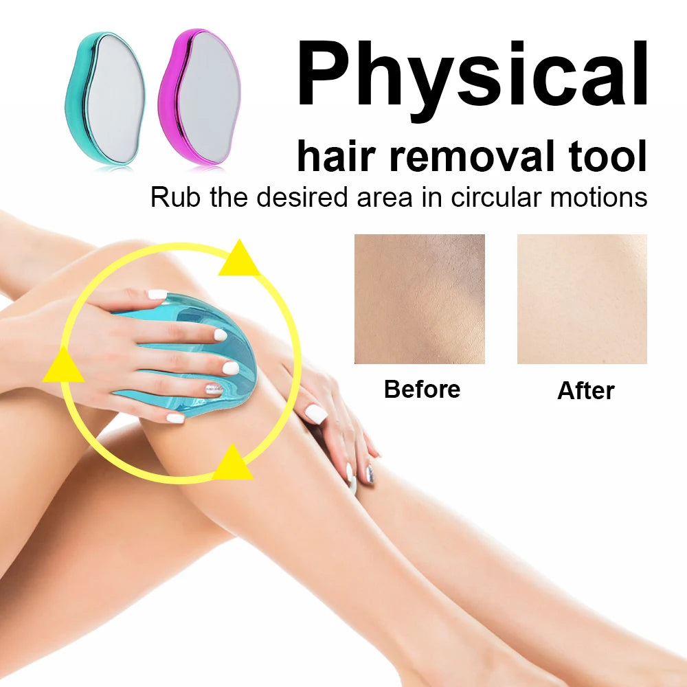 Crystal Hair Eraser for Men And Women - Nano Glass Painless Exfoliation - Reusable And Waterproof Hair Removal Tool for Smoothing Back, Arms, Legs