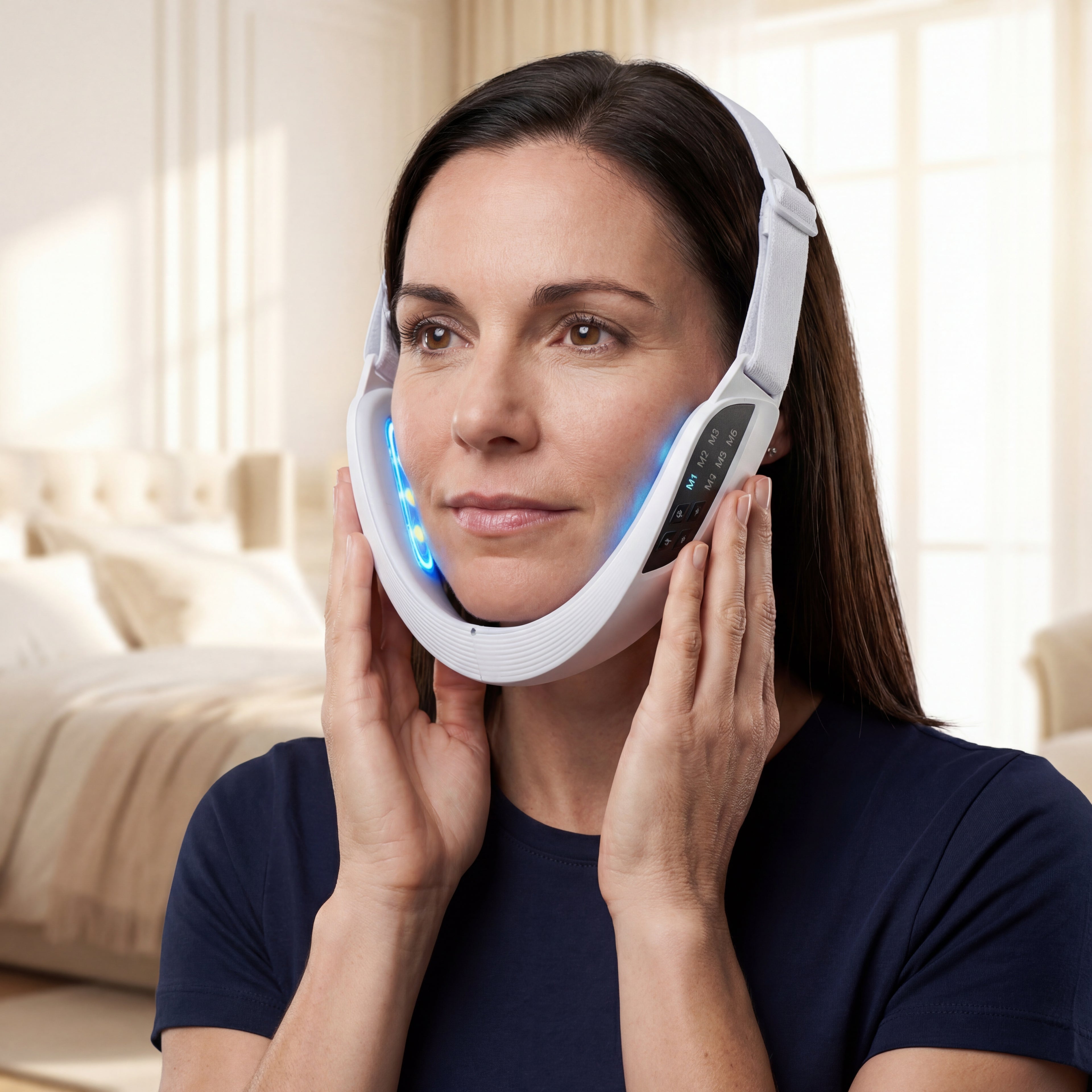 Electric V Face Lifting Beauty Device - 6 Modes 8 Levels EMS Micro - Firming Facial Massager Double Chin Removal Skin Care